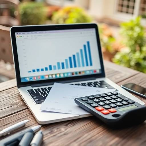 A person creating a budget plan with a laptop and calculator