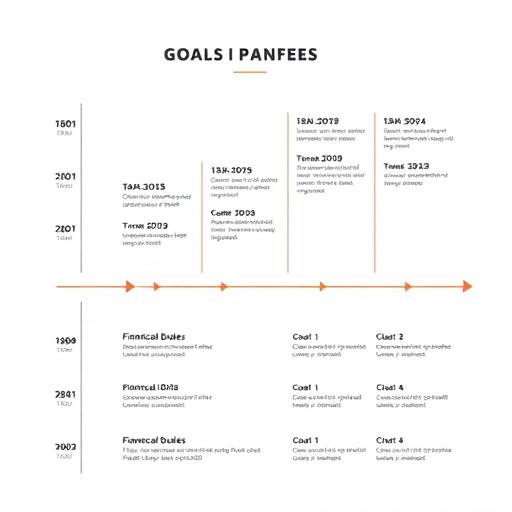 Goal setting chart showing financial goals, timeline, and progress tracking