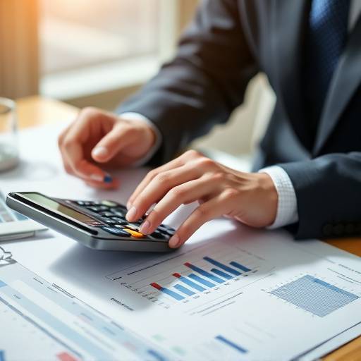 Person reviewing financial documents and using a calculator